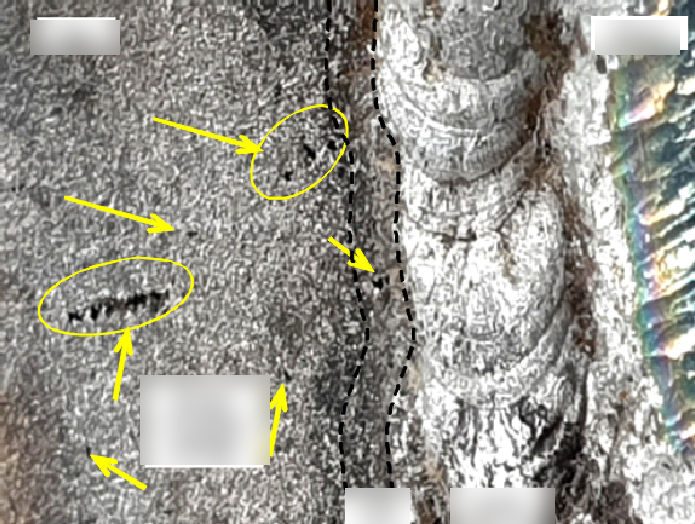 Piqûres en bordure de la zone affectée thermiquement